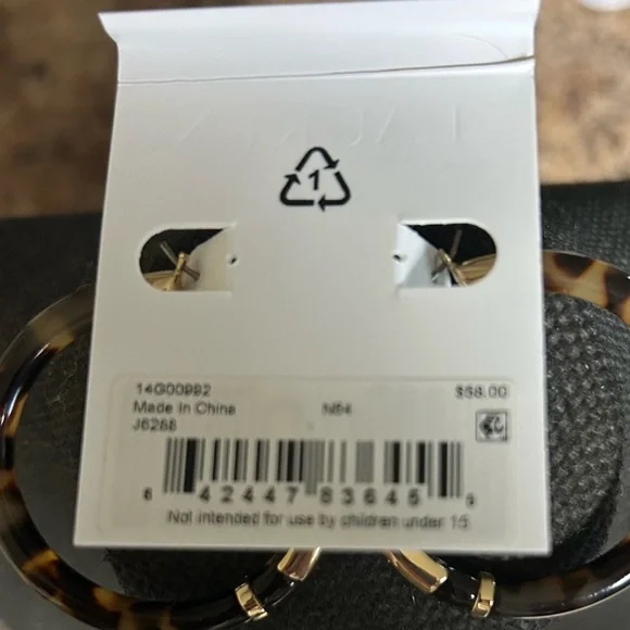 Ralph Lauren Brown and Gold Hoop Earrings Tortoise shell Logo - Picture 3 of 3